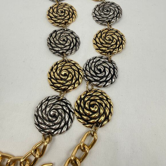 Vintage Disc Chain Belt Gold Silver Medallion Boho Glam Statement 55\